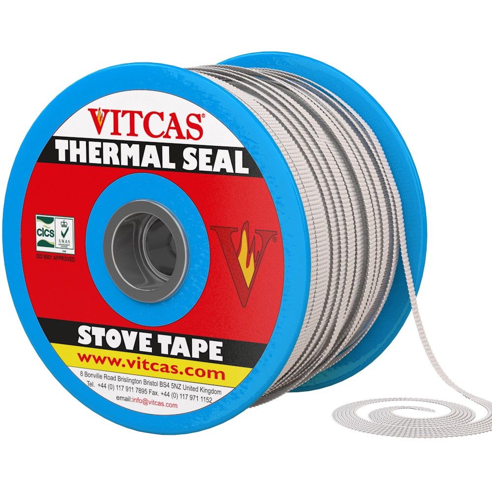 Cinta De Sellado Autoadhesiva De Fibra De Vidrio – 40 Mm X 3 Mm – Blanca – Resistente Hasta 550 °C – Ideal Para Juntas De Estufas, Chimeneas Y Calderas